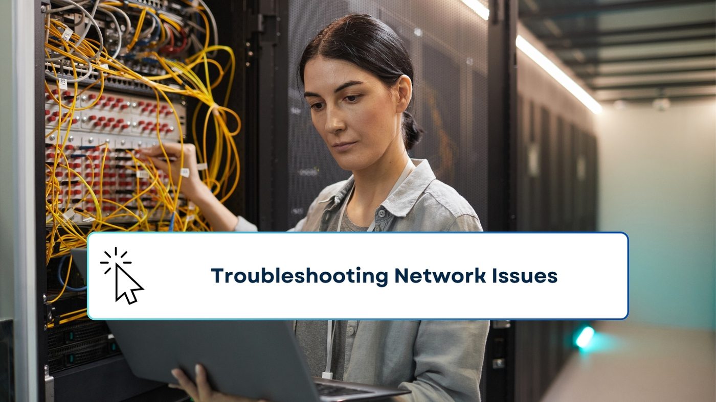 Female Network Technician Inspecting Servers in Data Center