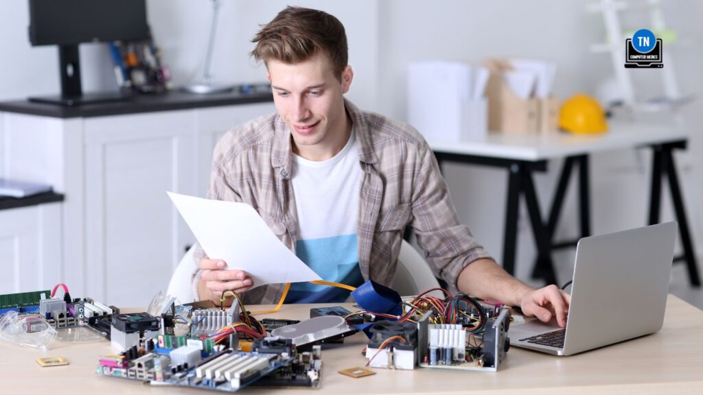 Young Man Repairing Computer Hardware 