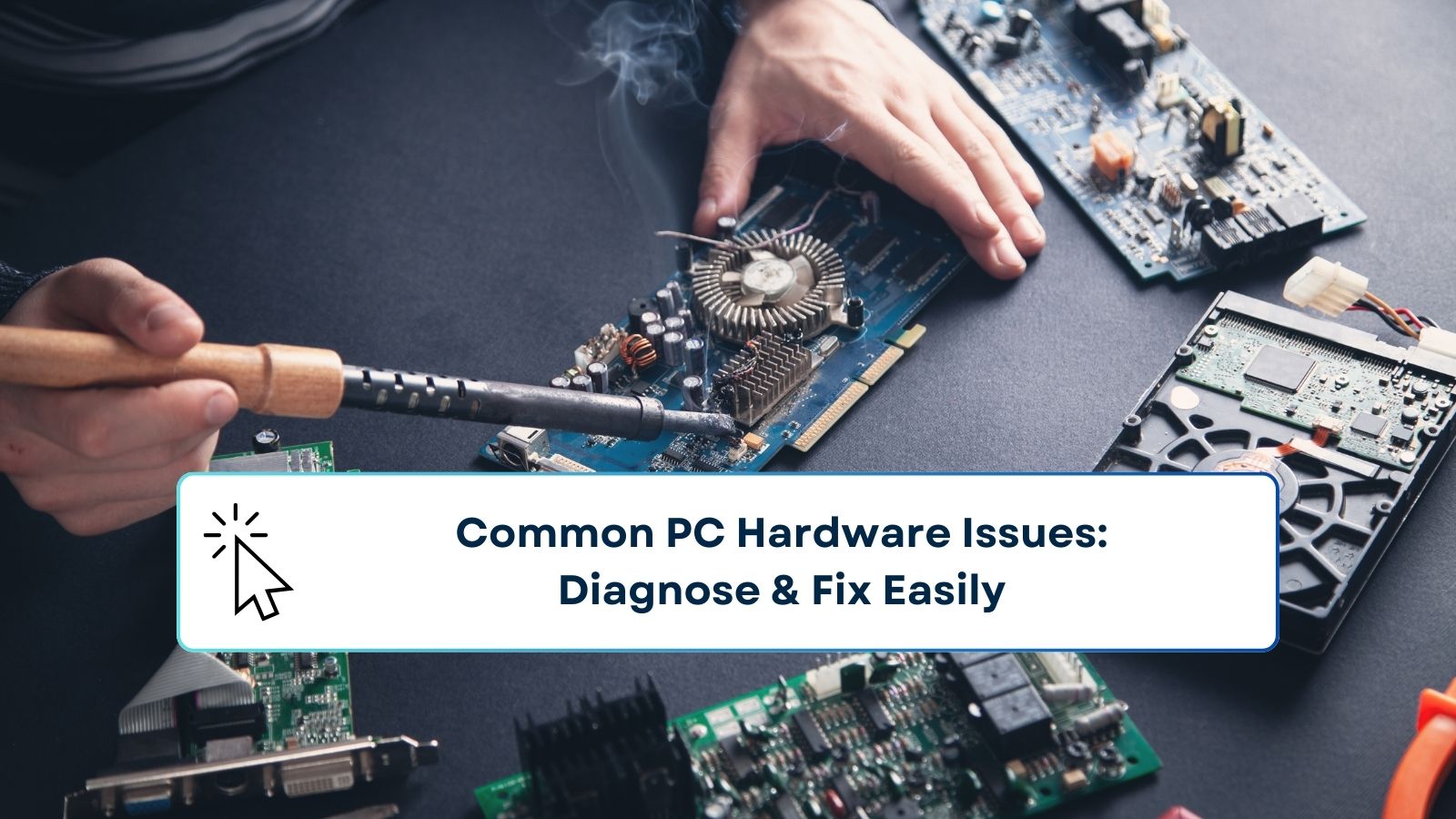 Computer hardware engineering. Engineer soldering computer motherboard